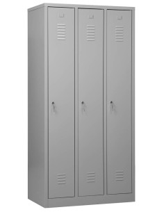 Wolfstahl Garderobenschrank Kleiderspind 3 Schliessfächer Zylinderschloss Lichtgrau - Feuerrot - Enzianblau 2