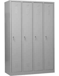 Wolfstahl Garderobenschrank Kleiderspind 4 Schliessfächer Zylinderschloss Lichtgrau - Feuerrot - Enzianblau 2