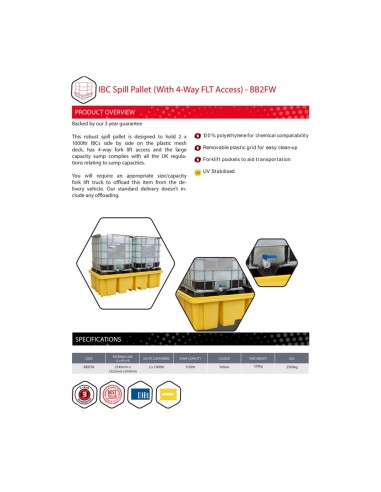 Doppel-IBC-Auffangpalette inkl. Gitterrost 1150L Wanne für Vierwegestapler
