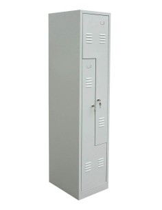 Wolfstahl Garderobenschrank Kleiderspind in "Z"-Form 2 Schliessfächer Zylinderschloss Lichtgrau - Enzianblau 2