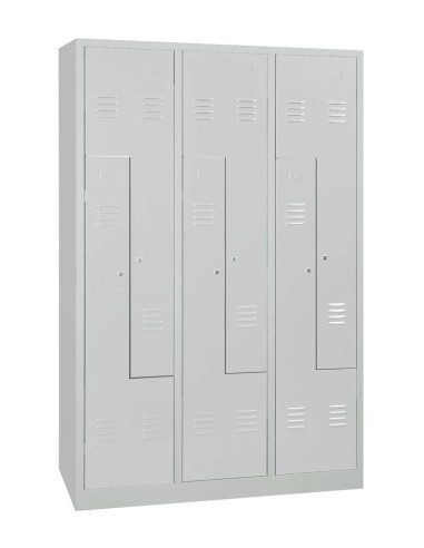 Wolfstahl Garderobenschrank Kleiderspind in "Z"-Form 6 Schliessfächer Zylinderschloss Lichtgrau - Enzianblau