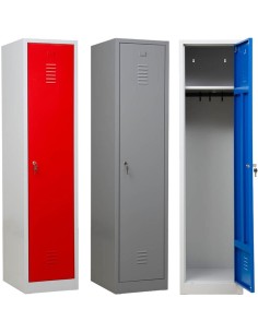 Wolfstahl Garderobenschrank Kleiderspind 1 Schliessfach Zylinderschloss Lichtgrau - Feuerrot - Enzianblau