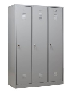 Wolfstahl Garderobenschrank Kleiderspind 3 Schliessfächer Zylinderschloss Lichtgrau - Feuerrot - Enzianblau 2