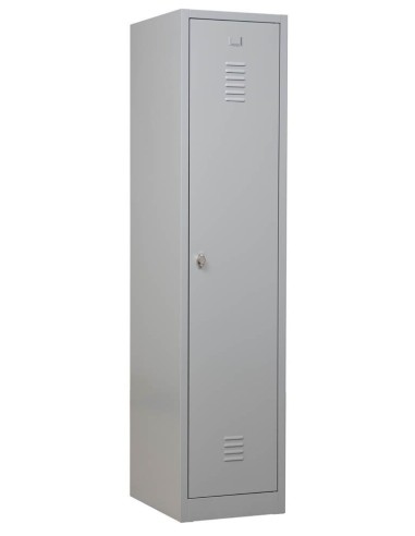 Wolfstahl Garderobenschrank Kleiderspind 1 Schliessfach Drehriegelverschluss Lichtgrau - Feuerrot - Enzianblau