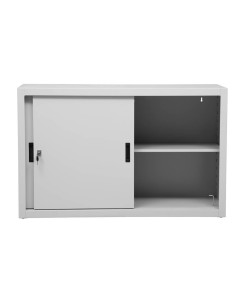 Wolfstahl Schiebetürenschrank Stahl 2 Fachböden lichtgrau 120 x 45 x 75 cm 2