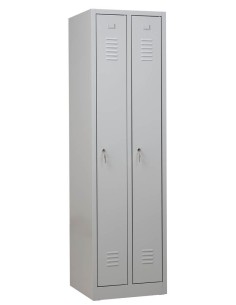 Wolfstahl Garderobenschrank Kleiderspind 2 Schliessfächer Zylinderschloss Lichtgrau - Enzianblau 2