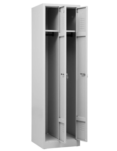 Wolfstahl Garderobenschrank Kleiderspind 2 Schliessfächer Zylinderschloss Lichtgrau - Enzianblau