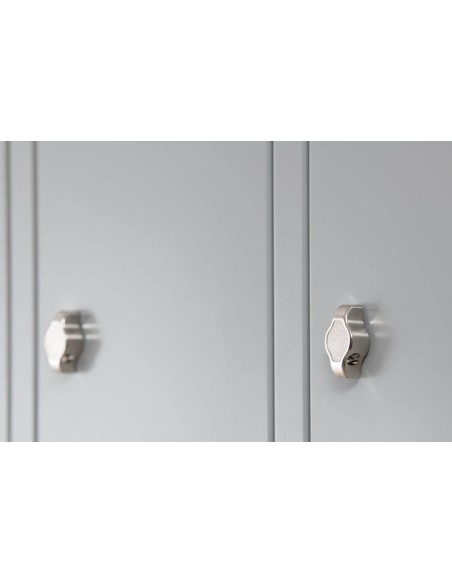 Wolfstahl Garderobenschrank Kleiderspind 2 Schliessfächer Drehriegelverschluss Lichtgrau - Enzianblau
