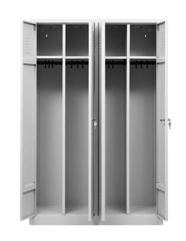 Wolfstahl Garderobenschrank Kleiderspind 2x2 Schliessfächer Zylinderschloss Lichtgrau - Feuerrot - Enzianblau