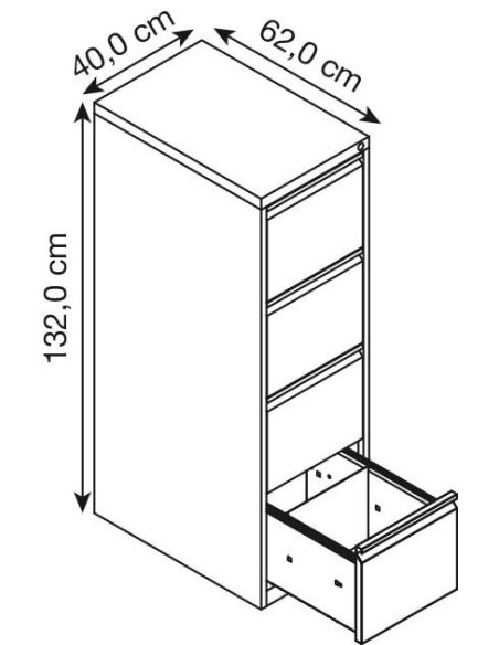 Wolfstahl Hängeregistraturschrank einlbahnig 3 Schubladen 40 x 62 x 101 cm