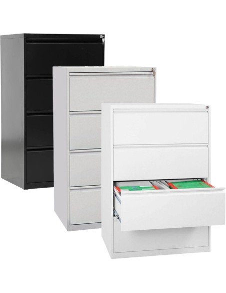 Wolfstahl Hängeregistraturschrank doppelbahnig 4 Schubladen 70 x 62 x 132 cm