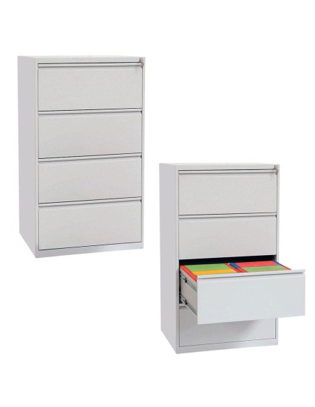 Wolfstahl Hängeregistraturschrank doppelbahnig 4 Schubladen 70 x 62 x 132 cm