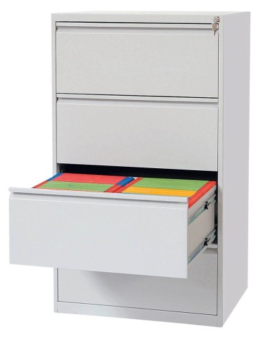 Wolfstahl Hängeregistraturschrank doppelbahnig 4 Schubladen 70 x 62 x 132 cm