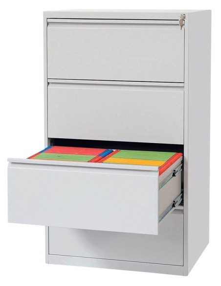 Wolfstahl Hängeregistraturschrank doppelbahnig 4 Schubladen 70 x 62 x 132 cm