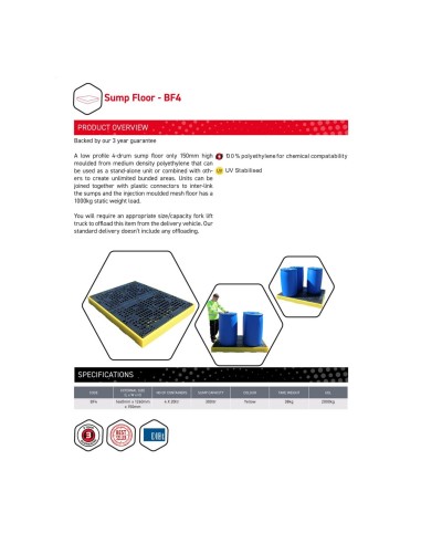 Flachprofil-Auffangboden für 4 Fässer 300L