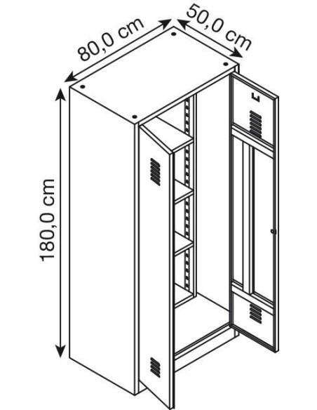 Wolfstahl Putzmittelschrank Stahl abschliessbar 80 x 50 x 180 cm