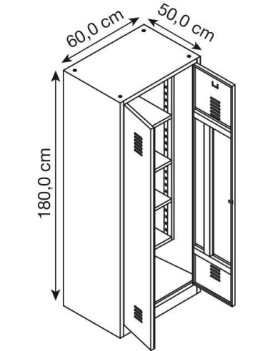 Wolfstahl Putzmittelschrank Stahl abschliessbar 60 x 50 x 180 cm