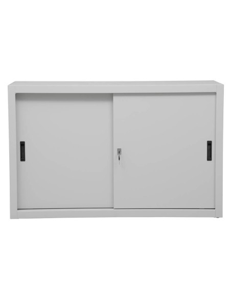 Wolfstahl Schiebetürenschrank Stahl 2 Fachböden lichtgrau 120 x 45 x 75 cm