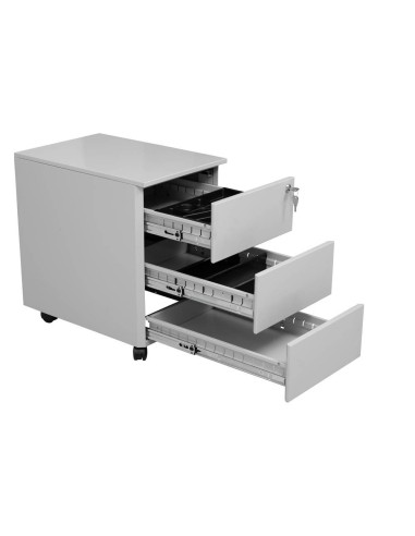 Wolfstahl Rollcontainer Stahl 3 Auszüge abschliessbar 40 x 60 x 61 cm