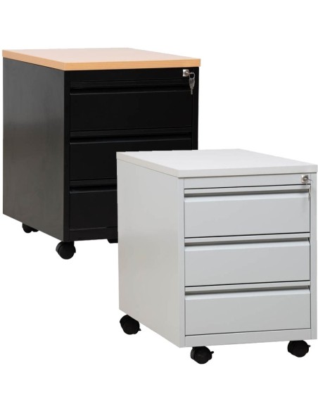 Wolfstahl Rollcontainer Stahl 3 Auszüge abschliessbar 46 x 79 x 62 cm