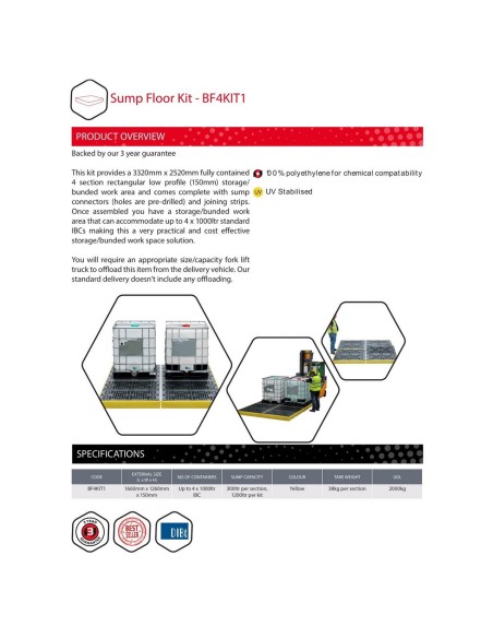 Kit 1 Flachprofil-IBC-Auffangboden 1200L