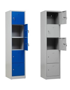 Wolfstahl Schliessfachschrank Stahl 5 Schliessfächer Zylinderschloss 41 x 45 x 190 cm