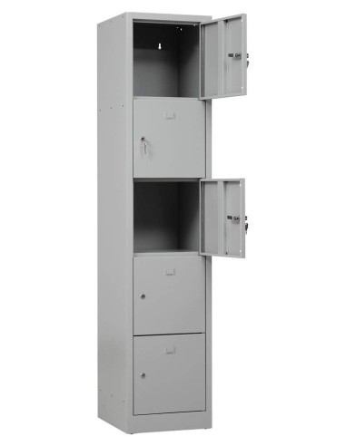 Wolfstahl Schliessfachschrank Stahl 5 Schliessfächer Zylinderschloss 41 x 45 x 190 cm