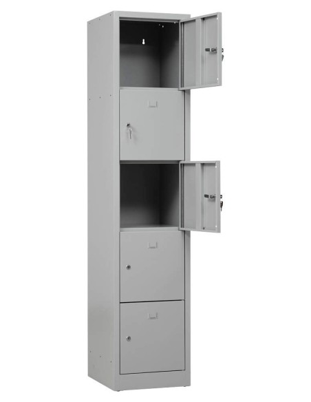 Wolfstahl Schliessfachschrank Stahl 5 Schliessfächer Zylinderschloss 41 x 45 x 190 cm