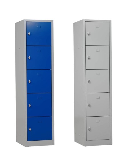 Wolfstahl Schliessfachschrank Stahl 5 Schliessfächer Drehriegelverschluss 41 x 45 x 190 cm