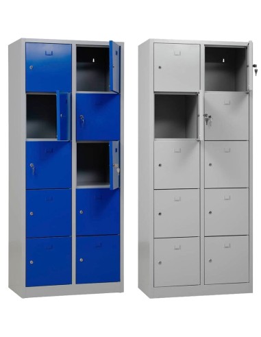 Wolfstahl Schliessfachschrank Stahl 10 Schliessfächer Zylinderschloss 80 x 45 x 190 cm