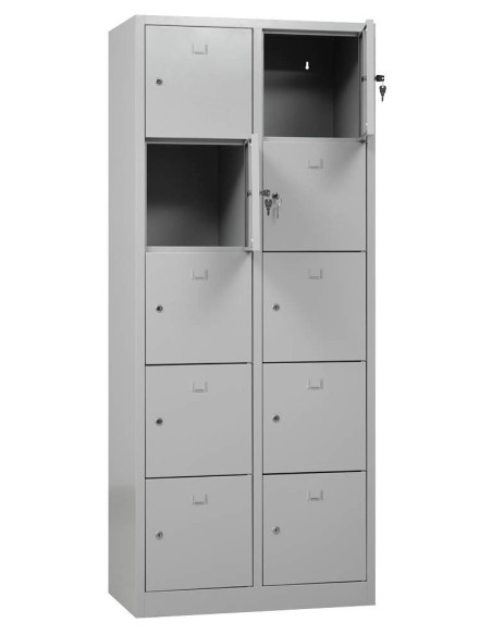 Wolfstahl Schliessfachschrank Stahl 10 Schliessfächer Zylinderschloss 80 x 45 x 190 cm