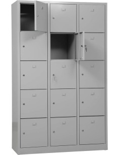 Wolfstahl Schliessfachschrank Stahl 15 Schliessfächer Zylinderschloss 119 x 45 x 190 cm 2