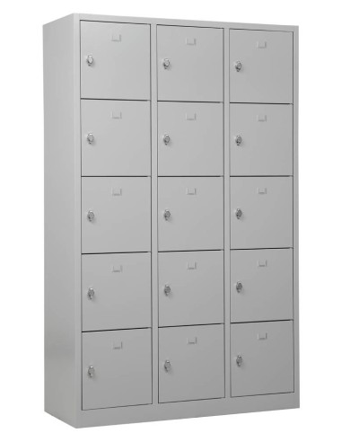 Wolfstahl Schliessfachschrank Stahl 15 Schliessfächer Drehriegelverschluss 119 x 45 x 190 cm