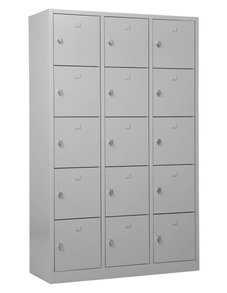 Wolfstahl Schliessfachschrank Stahl 15 Schliessfächer Drehriegelverschluss 119 x 45 x 190 cm