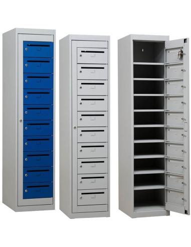 Wolfstahl Schliessfachschrank Verteilerschrank Stahl 10 Schliessfächer Zylinderschloss 40 x 50 x 180 cm