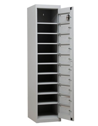 Wolfstahl Schliessfachschrank Verteilerschrank Stahl 10 Schliessfächer Zylinderschloss 40 x 50 x 180 cm