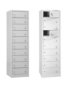 Wolfstahl Schliessfachschrank Laptopschrank Stahl 10 Schliessfächer Zylinderschloss 50 x 50 x 180 cm