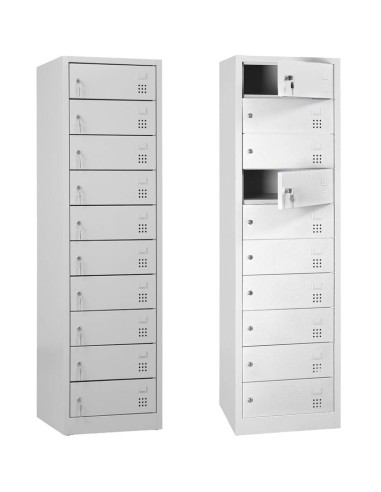 Wolfstahl Schliessfachschrank Laptopschrank Stahl 10 Schliessfächer Zylinderschloss 50 x 50 x 180 cm