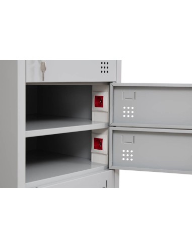 Wolfstahl Schliessfachschrank Laptopschrank Stahl 10 Schliessfächer Zylinderschloss 50 x 50 x 180 cm