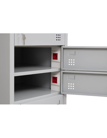 Wolfstahl Schliessfachschrank Laptopschrank Stahl 10 Schliessfächer Zylinderschloss 50 x 50 x 180 cm