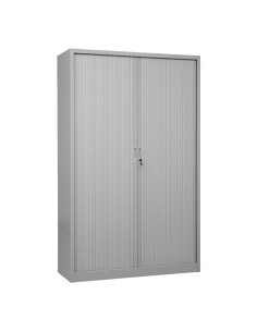 Wolfstahl Rolladenschrank Stahl 4 Fachböden Zylinderschloss 120 x 46 x 195 cm lichtgrau - schwarz - weiss 2
