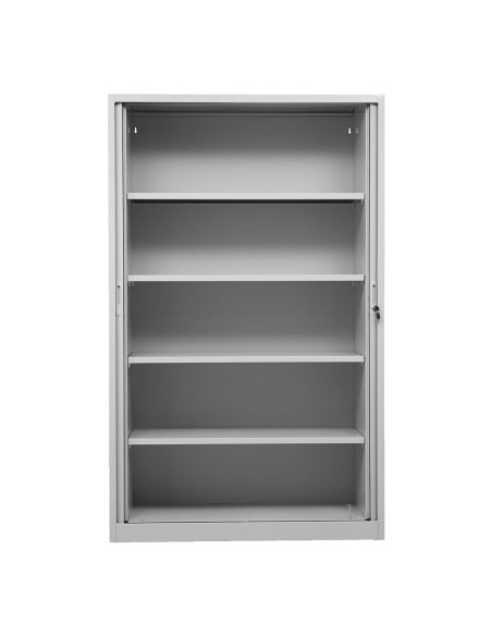 Wolfstahl Rolladenschrank Stahl 4 Fachböden Zylinderschloss 120 x 46 x 195 cm lichtgrau - schwarz - weiss