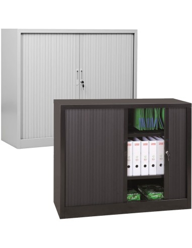 Wolfstahl Rolladenschrank Stahl 2 Fachböden Zylinderschloss 120 x 46 x 105 cm lichtgrau - schwarz