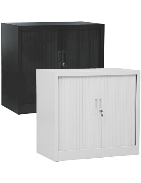 Wolfstahl Rolladenschrank Stahl 1 Fachböden Zylinderschloss 80 x 46 x 75 cm lichtgrau - schwarz