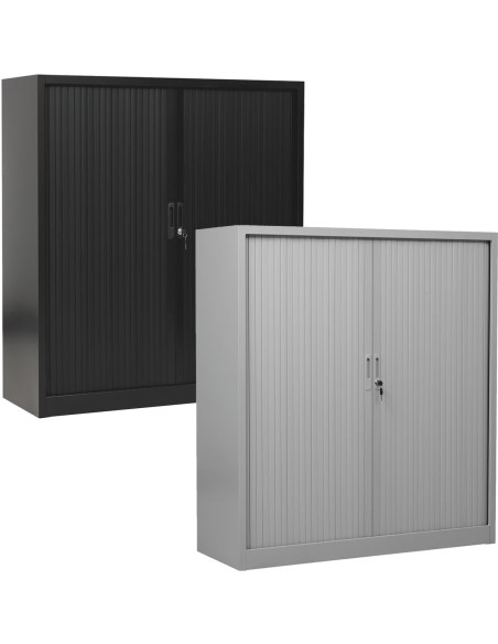 Wolfstahl Rolladenschrank Stahl 2 Fachböden Zylinderschloss 120 x 46 x 135 cm lichtgrau - schwarz