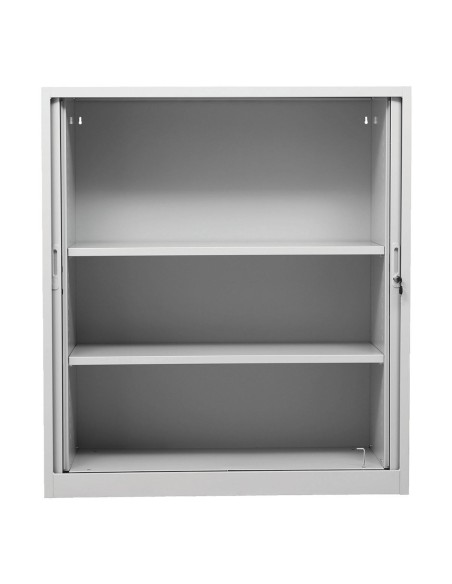 Wolfstahl Rolladenschrank Stahl 2 Fachböden Zylinderschloss 120 x 46 x 135 cm lichtgrau - schwarz