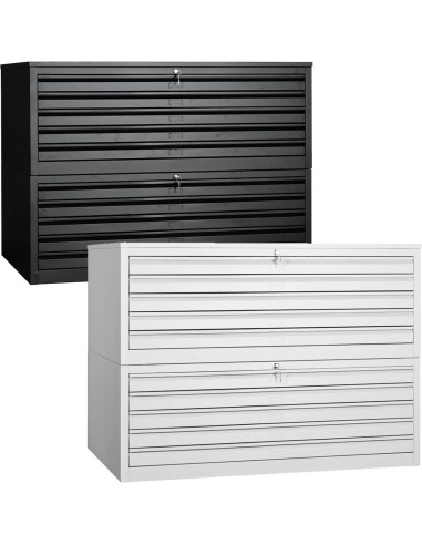 Wolfstahl Planschrank stahl 10 Schubladen 140 x 95 x 105 cm A0 lichtgrau - schwarz