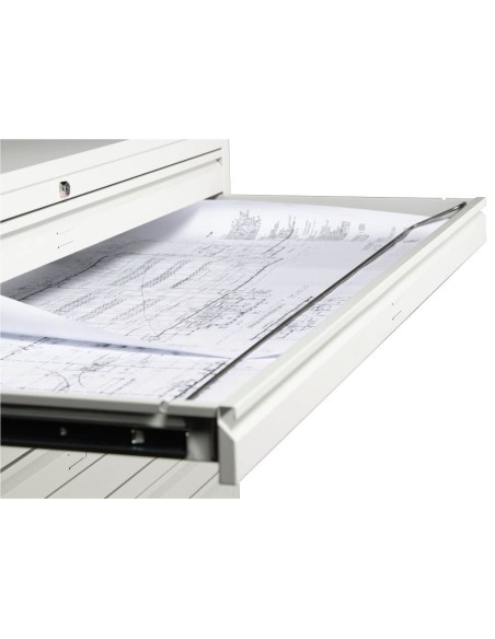 Wolfstahl Planschrank stahl 10 Schubladen 140 x 95 x 105 cm A0 lichtgrau - schwarz