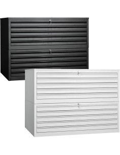 Wolfstahl Planschrank stahl 10 Schubladen 113 x 83 x 105 cm A1 lichtgrau - schwarz
