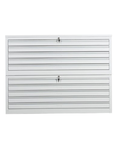 Wolfstahl Planschrank stahl 10 Schubladen 113 x 83 x 105 cm A1 lichtgrau - schwarz